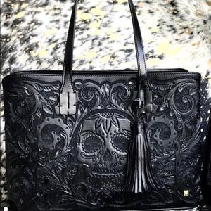 Carolina Crowley Black Leather Skull Totr